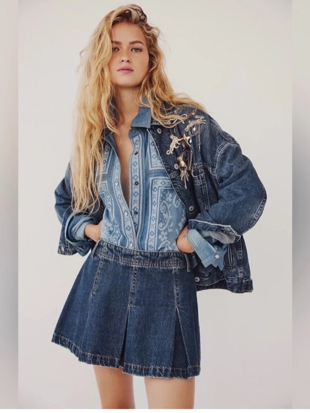 Free People We The Free Madison Ave Denim‎ Mini Skirt